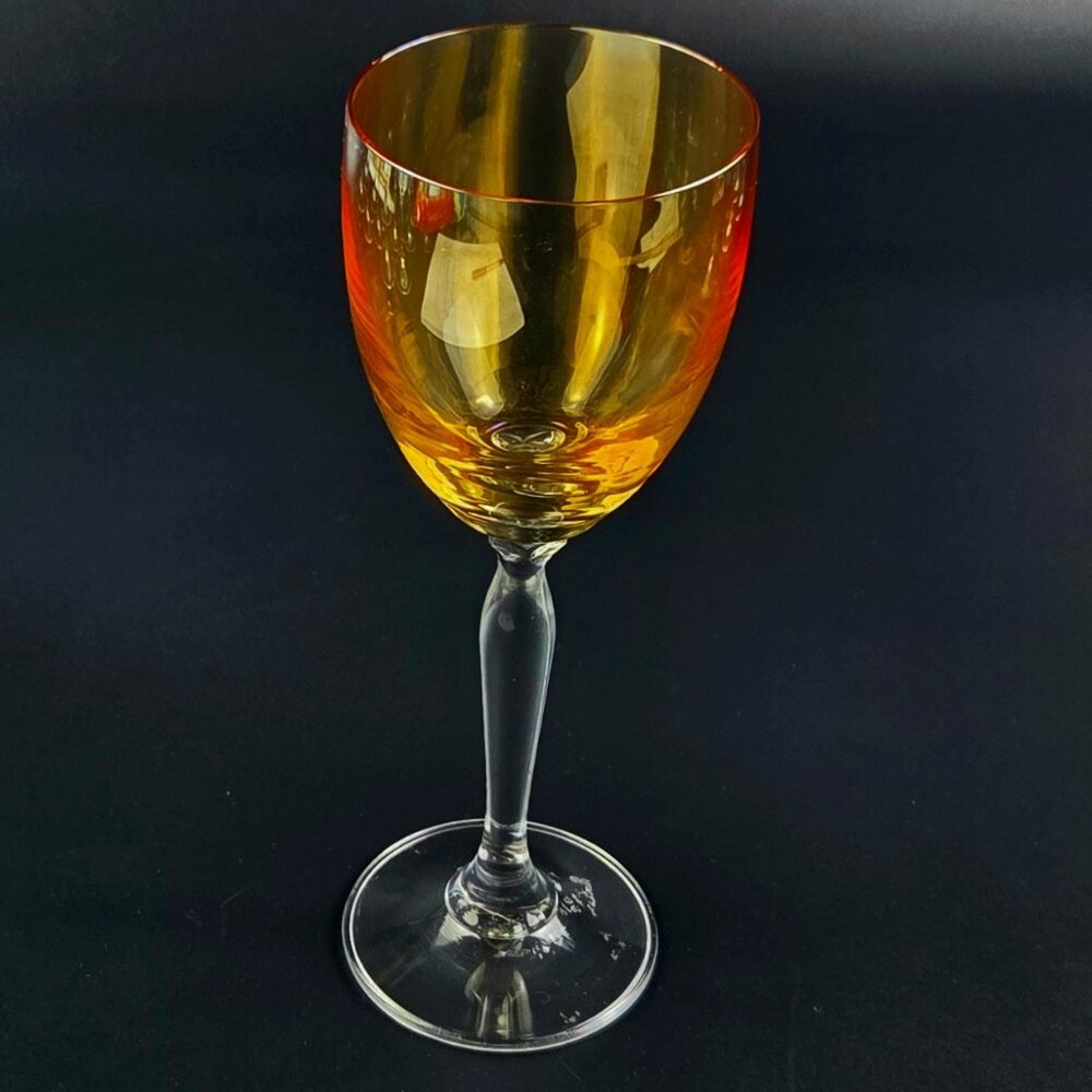Vintage - Wine Glass P1C1 Amber by Pier 1 - Single - 7 7/8"